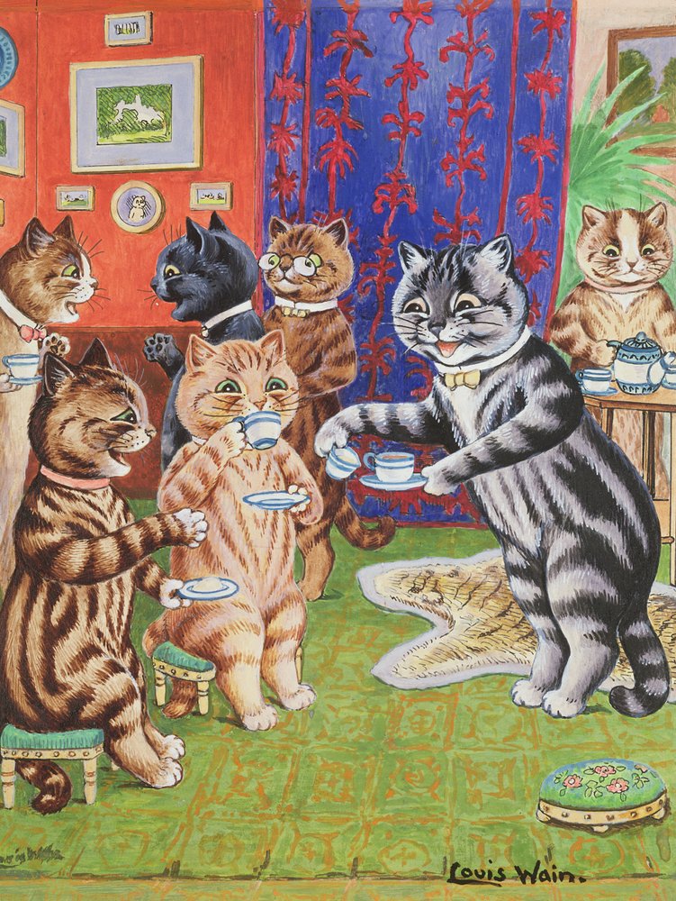 La merienda de los gatos de Louis Wain
