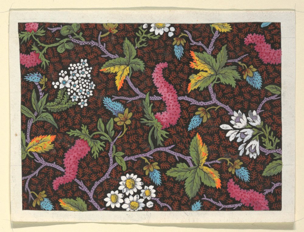 Diseño floral para textiles impresos de Louis-Albert DuBois