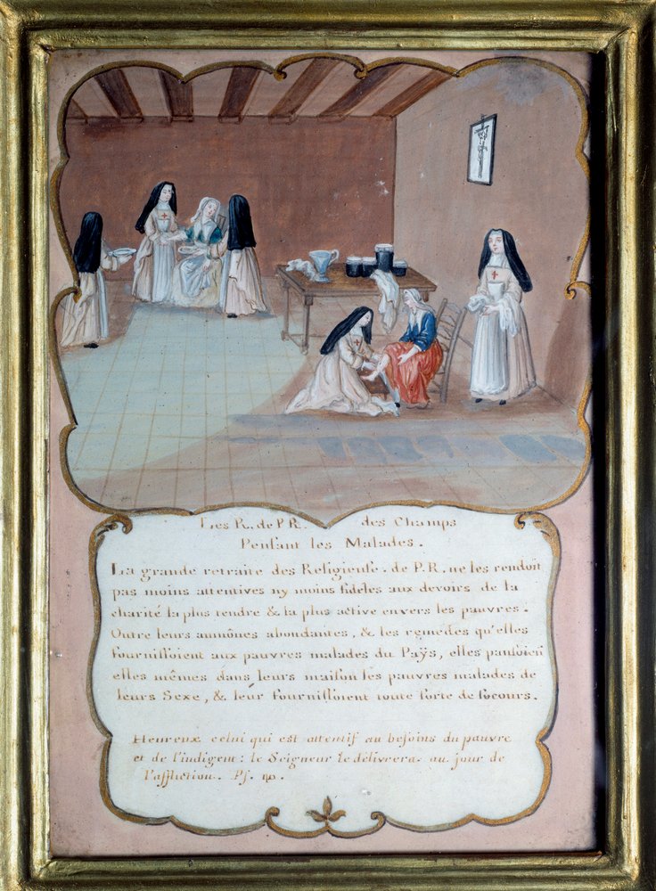 Jansenismo: Religiosas de la abadía de Port-Royal-des-Champs cuidando a los enfermos de Louise Madelaine (after) Cochin