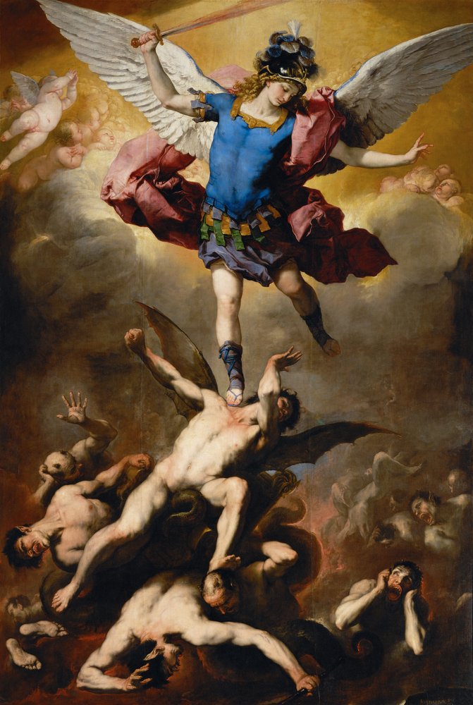 La caída de los ángeles rebeldes de Luca Giordano