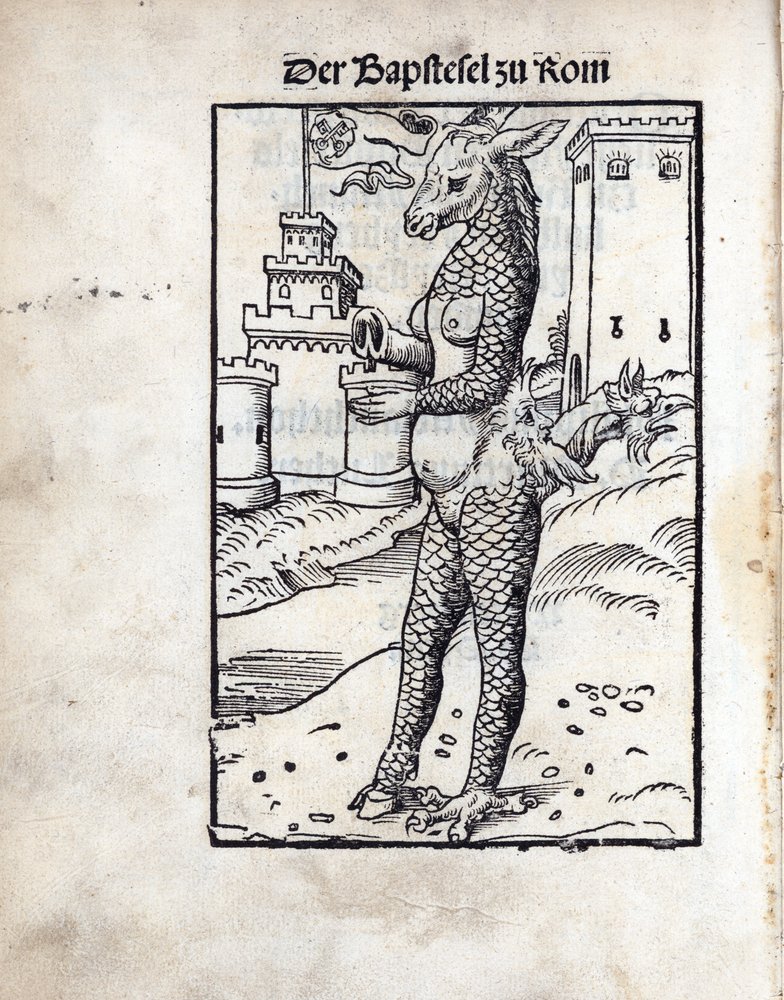 El asno papal de Roma, de Lucas Cranach el Viejo (1472-1553). Xilografía de Lucas the Elder Cranach