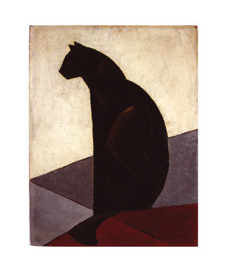 Gato negro de perfil de Marcel-Louis Baugniet