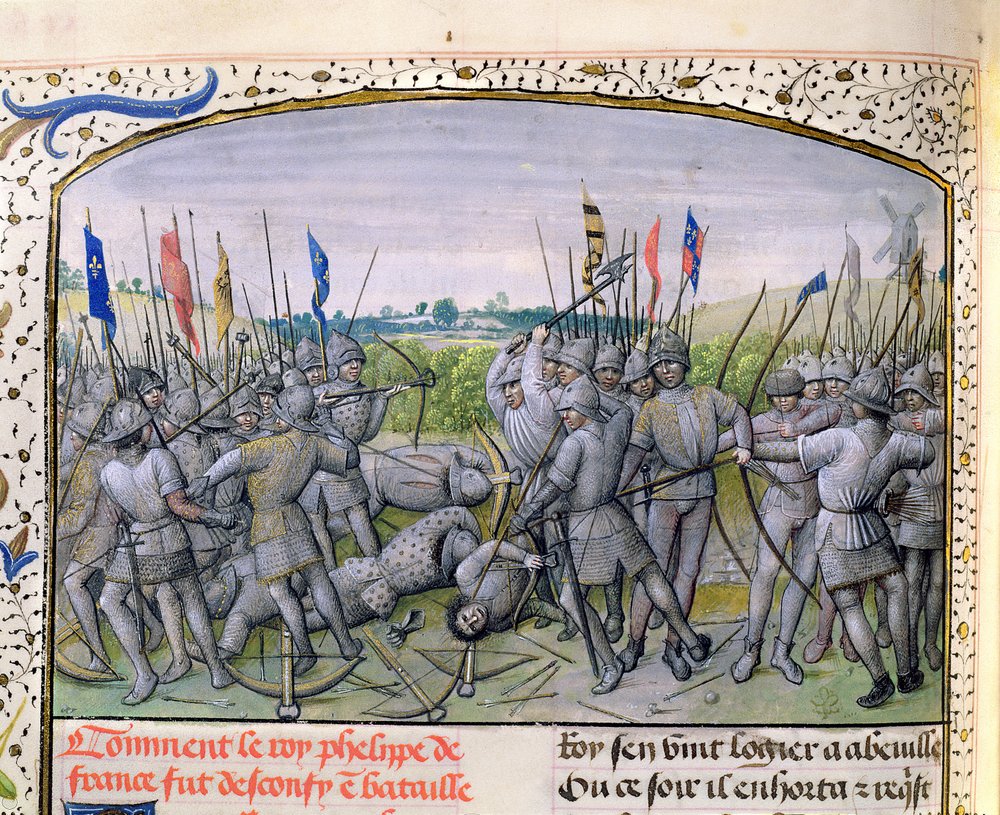 Ms 659 f.255 r. La batalla de Crecy en 1346 (1477) de Master of Mary of Burgundy