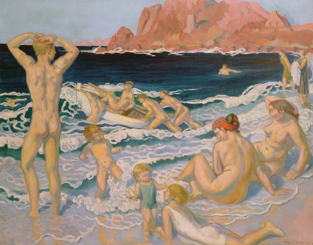 Escena de playa con una barca de Maurice Denis