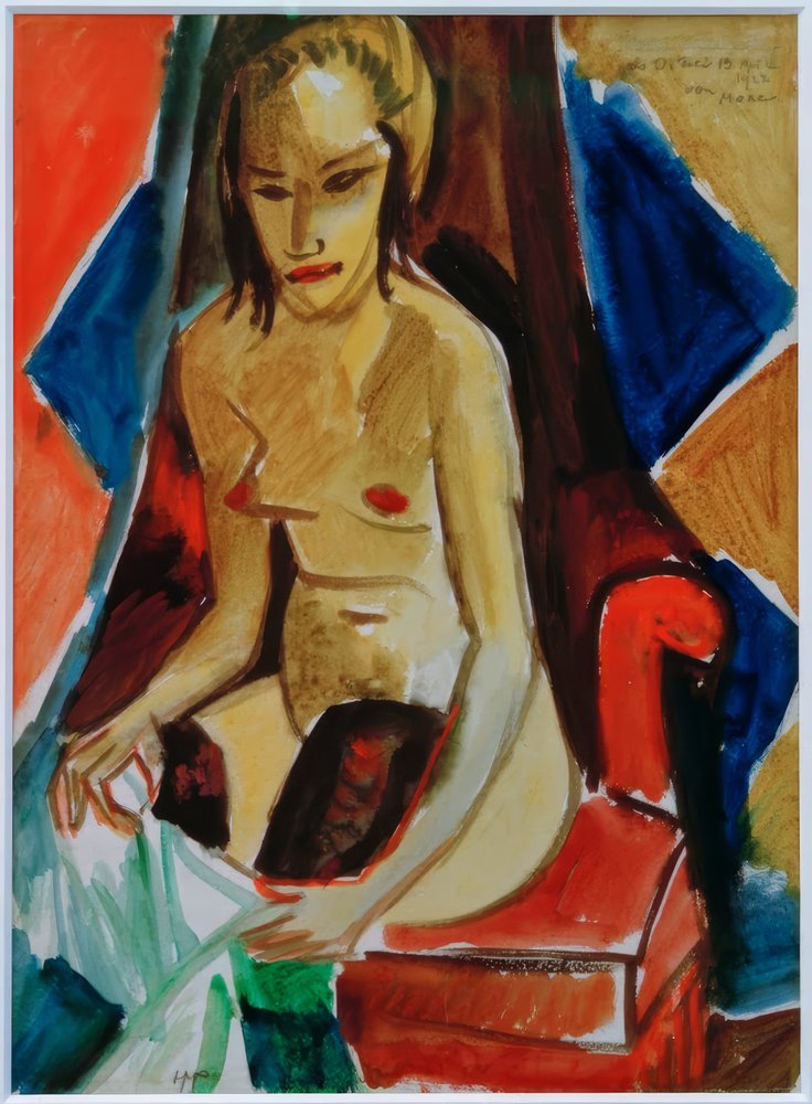 Desnudo con medias oscuras de Max Pechstein