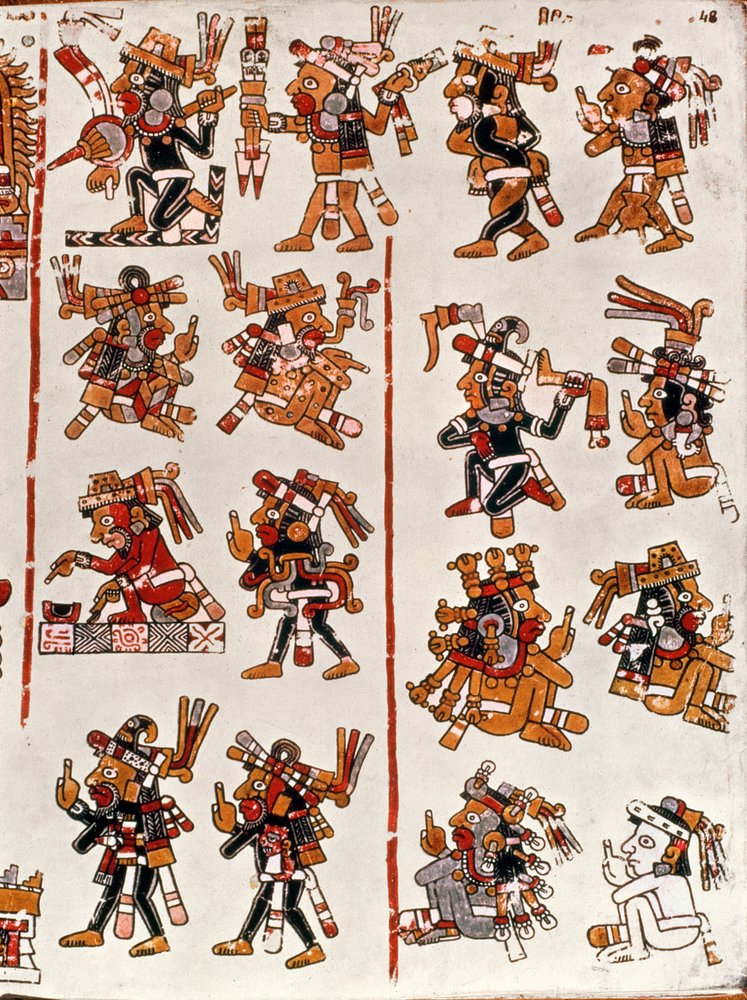 Códice mexicano que muestra la genealogía de la civilización azteca de Mexican School