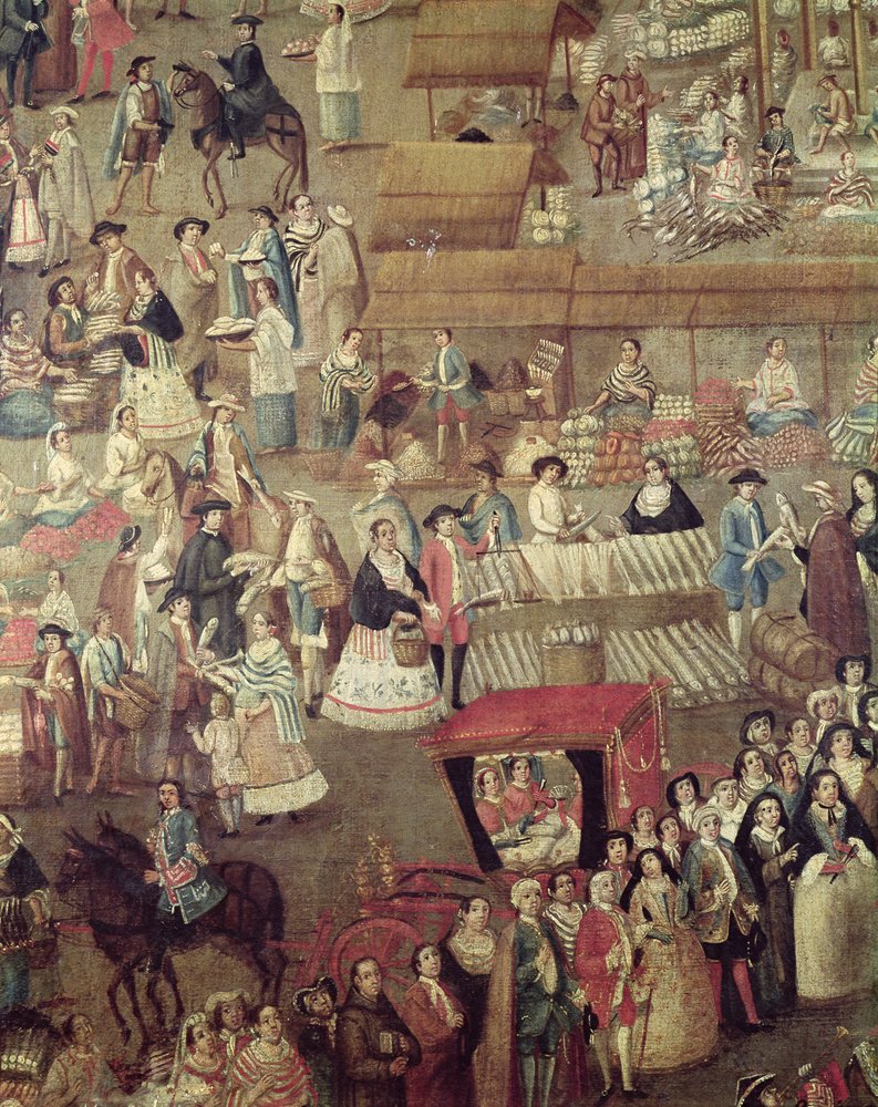 Plaza Mayor en México, (detalle) de Mexican School
