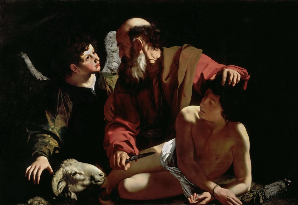Abraham sacrificando a Isaac, de Caravaggio, Michelangelo (1571-1610). Hacia 1597-1599. Dimensiones: 116 x 173. Colección Barbara Piasecka Johnson de Michelangelo Merisi da Caravaggio