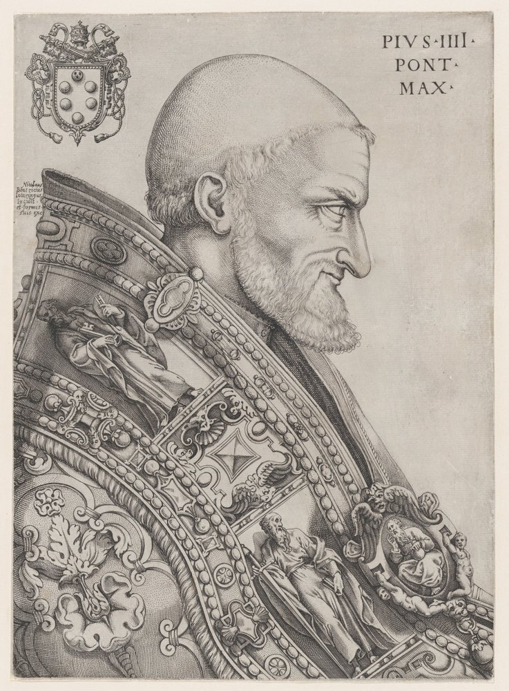 Retrato del Papa Pío IV, mediados del siglo XVI de Nicolas Beatrizet