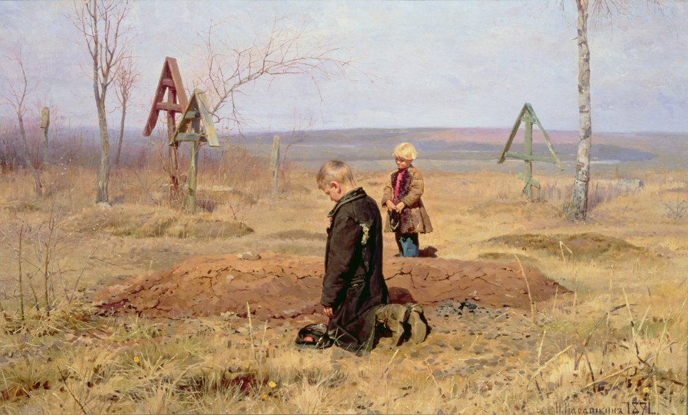 Los huérfanos, 1891 de Nikolaj Alekseevich Kasatkin