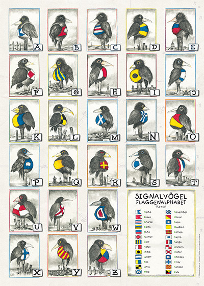 Aves de señal - Alfabeto de banderas de Ole West
