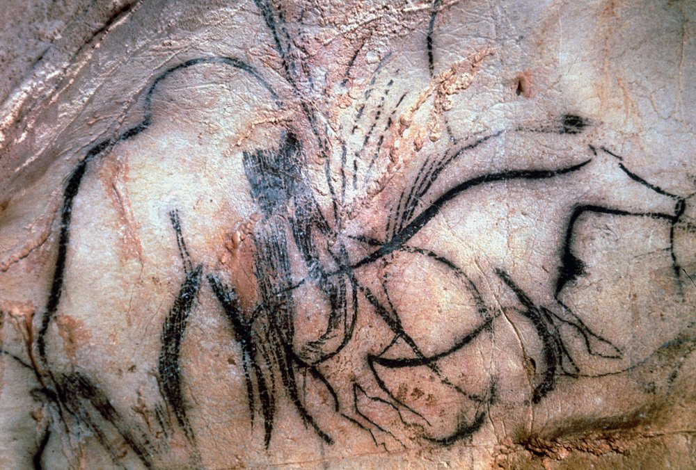 Pinturas que representan mamut y ganado, de la Capilla de los Mamuts de Paleolithic Paleolithic