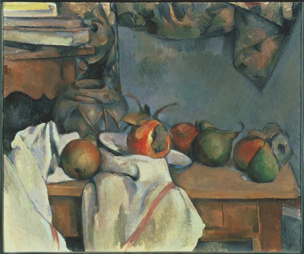 Tarro de jengibre con granada y peras de Paul Cézanne