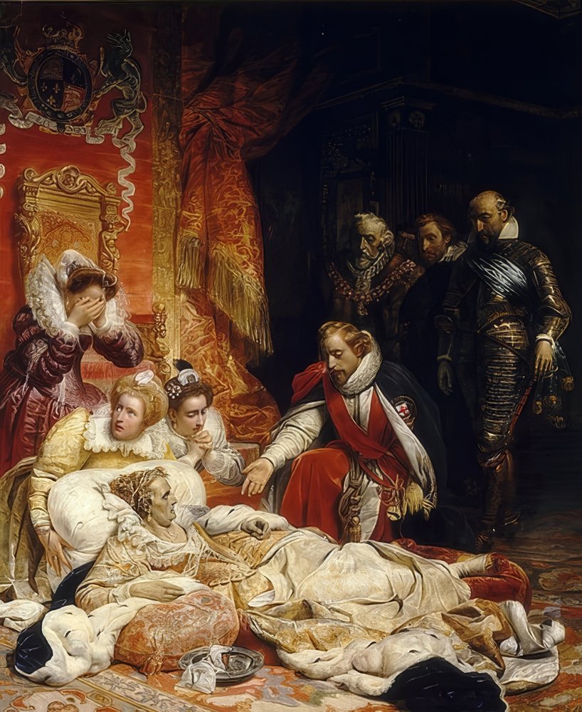 La muerte de la reina Isabel I de Inglaterra, 1828 de Paul Delaroche