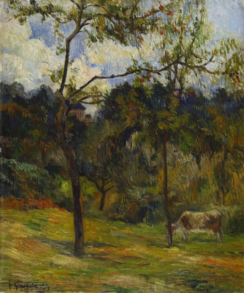 Paisaje de Normandía: Vaca en un prado, 1884 de Paul Gauguin