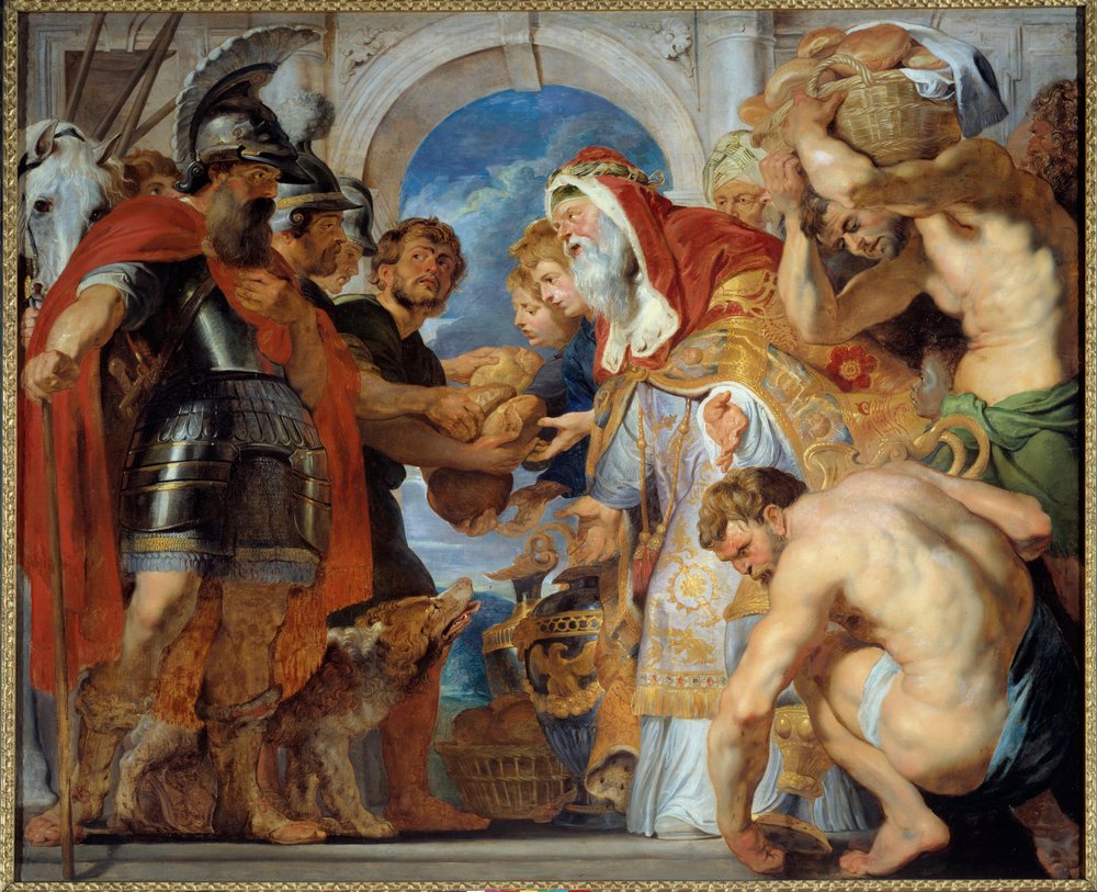 Abraham y Melquisedec. Al regresar de una campaña victoriosa, Abraham se encontró con Melquisedec (Melchisedec o Melchizedek o Melkisedeq o Melki-Tsedeq o Melki Tsedeq), rey de Salem, quien le llevó pan y vino. Era sacerdote y pronunció esta bendición: de Peter Paul Rubens