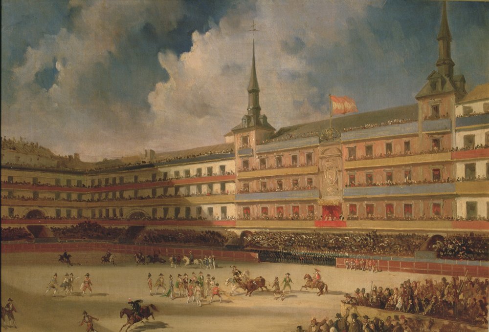 Corrida de toros en la Plaza Mayor de Madrid durante los festejos por ...