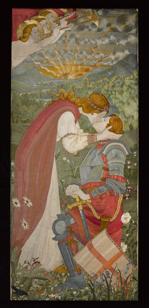 San Jorge en armadura siendo besado por Una, 1914 de Phoebe Anna Traquair
