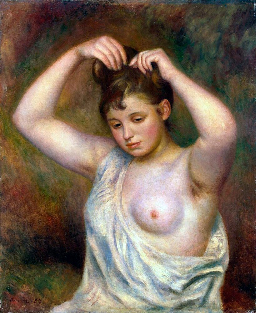 Mujer arreglándose el cabello, 1887 de Pierre-Auguste Renoir
