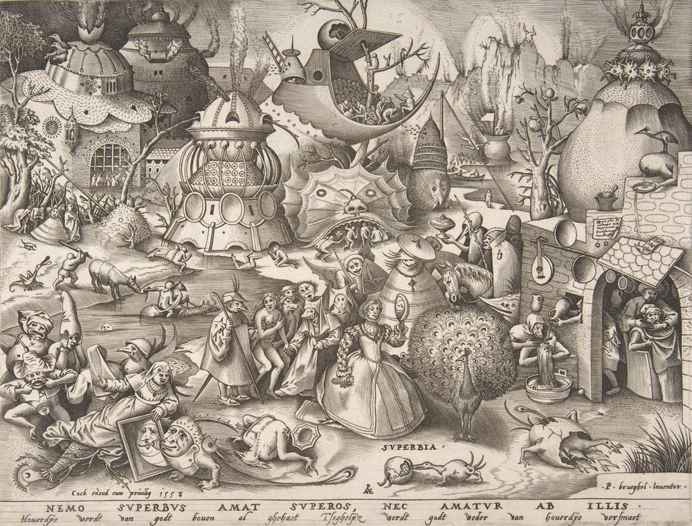 La soberbia Superbia, de la serie Los siete pecados capitales, 1558 de Pieter van der Heyden