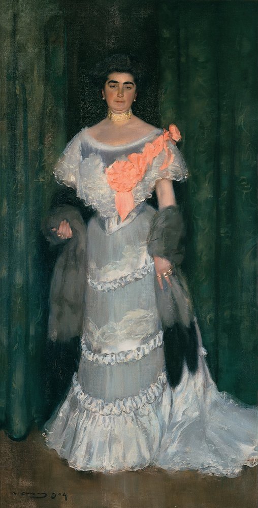 Montserrat Casas de Nieto, en vestido de noche de Ramon Casas i Carbo