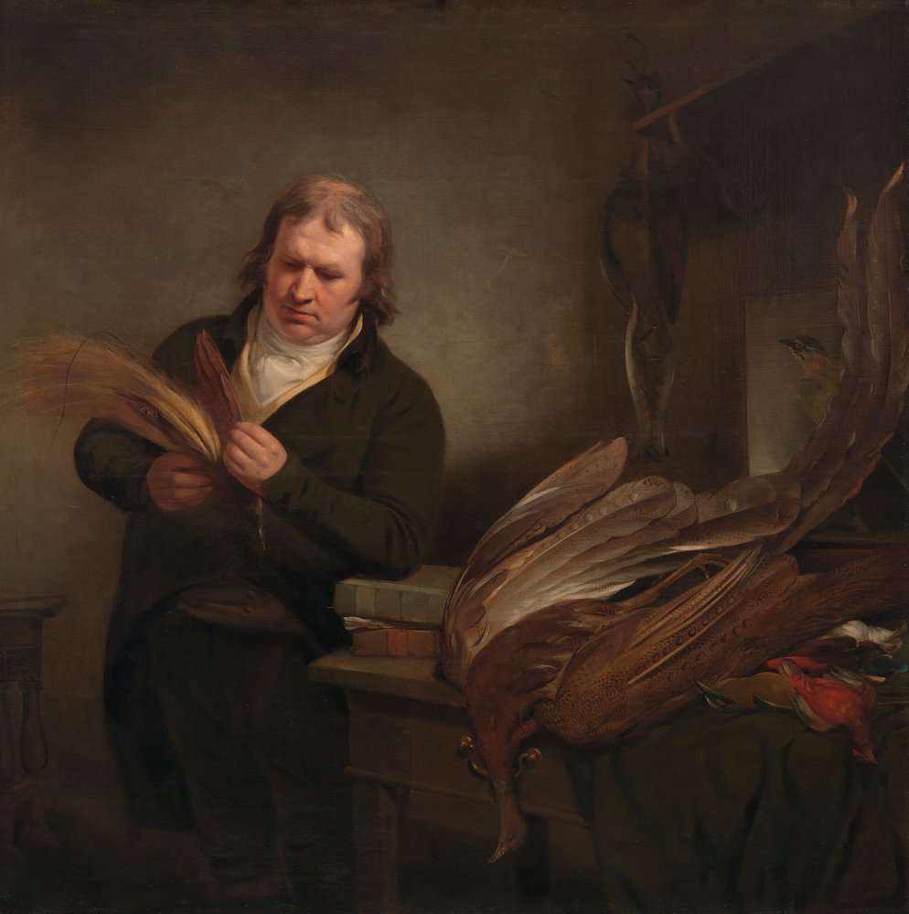 Un ornitólogo, posiblemente John Latham de Ramsay Richard Reinagle