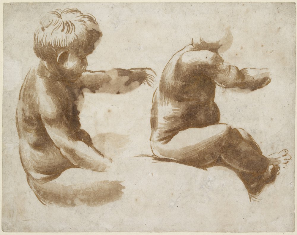 Dos estudios de vida de un niño desnudo de Raffaello Sanzio Raphael