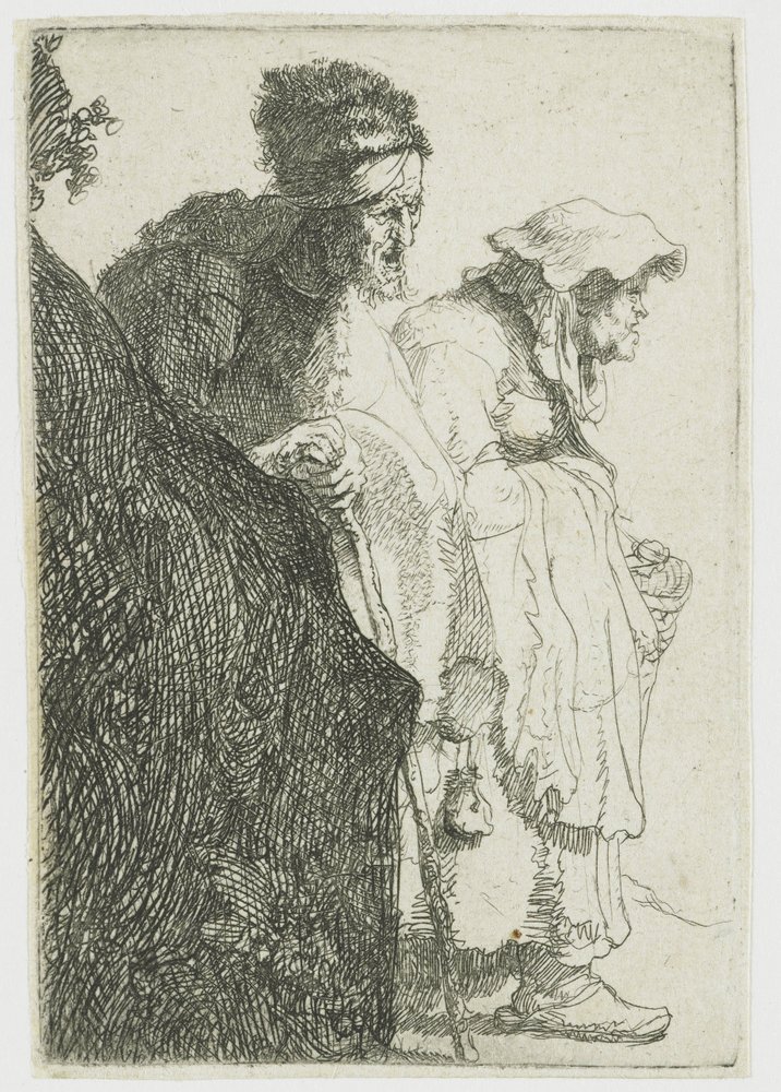Hombre y mujer mendigos detrás de un banco
Hombre y mujer mendigos detrás de un banco de Rembrandt van Rijn