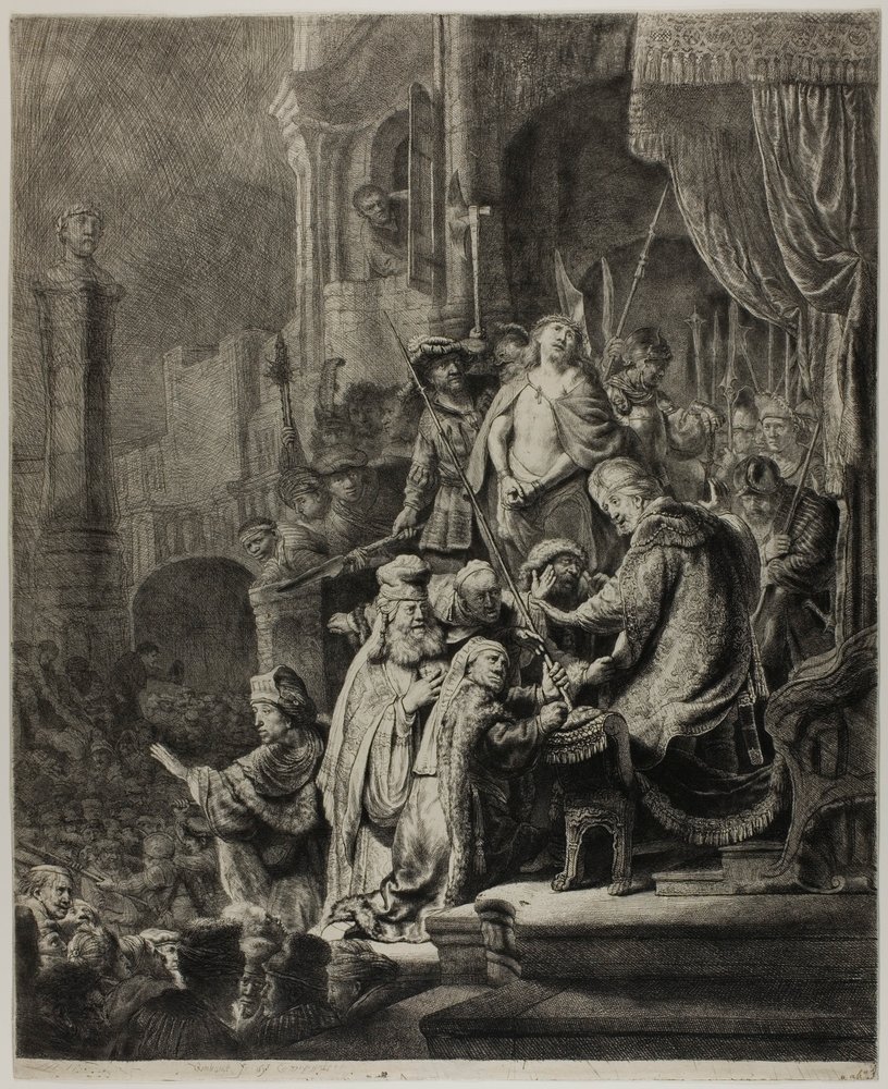 Cristo ante Pilato: Gran placa de Rembrandt van Rijn