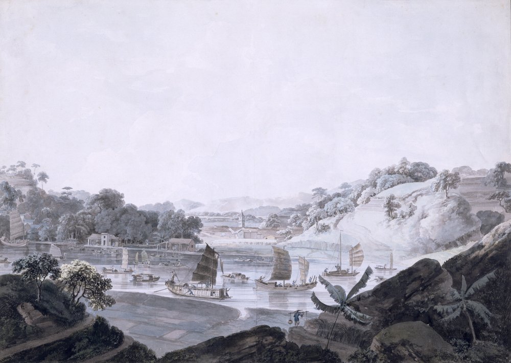 Vista de Some-Cheon en la Isla Francesa, tomada desde la Isla de los Daneses, China, 1793-94 de Rev. Edward Thomas Daniell