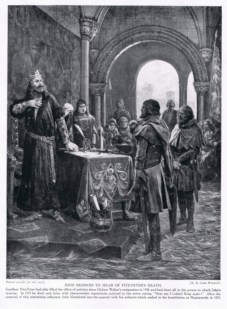 Juan se regocija al escuchar sobre la muerte de Fitz-Peters AD1198, años 1920 de Richard Caton Woodville junior