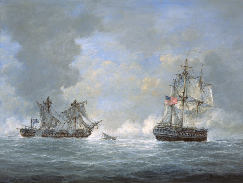 El combate entre la fragata estadounidense «United States» y la fragata británica «Macedonian» frente a las Islas Canarias el 25 de octubre de 1812 de Richard Willis