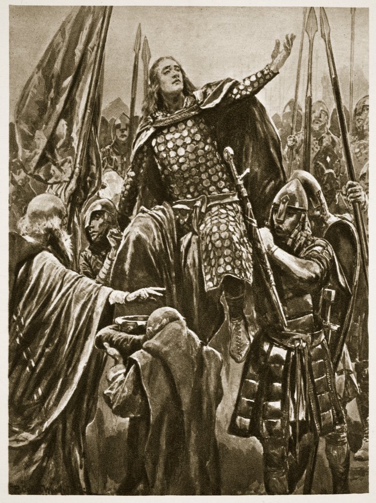 La elevación de Eduardo el Viejo durante su coronación en Kingston upon Thames, el domingo de Pentecostés, de «The Illustrated London News», 1902 de Richard Caton Woodville