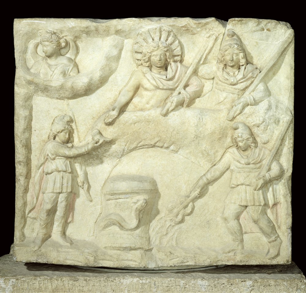 El Banquete de Mitra y el Sol, siglo II-III d.C. (mármol)