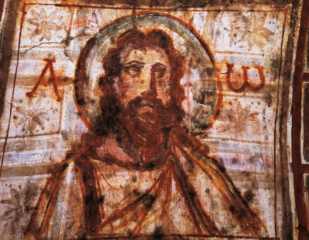 Busto de Cristo, catacumbas de Commodilla, Roma de Roman