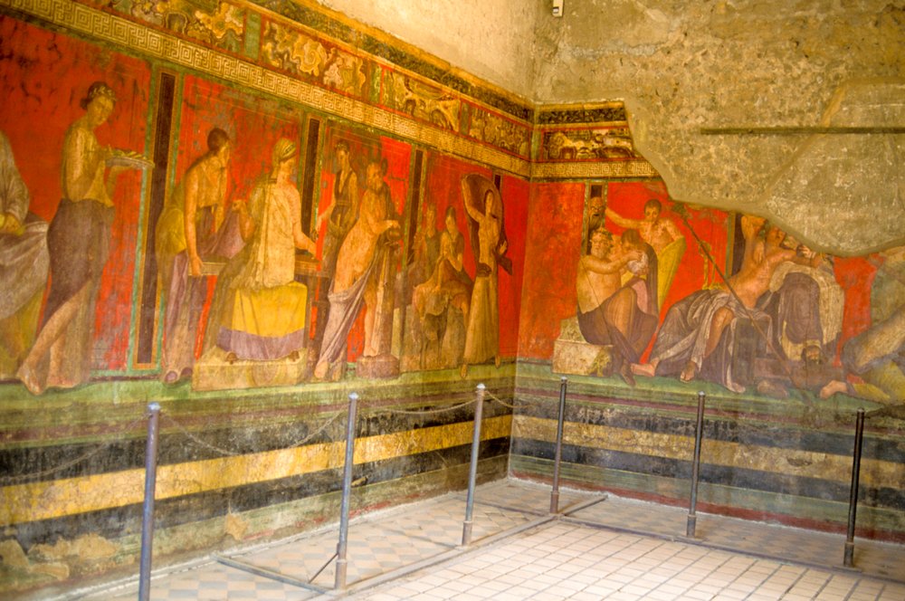 Ritos de iniciación del culto de Dionisio, fresco de la Villa de los Misterios de Roman