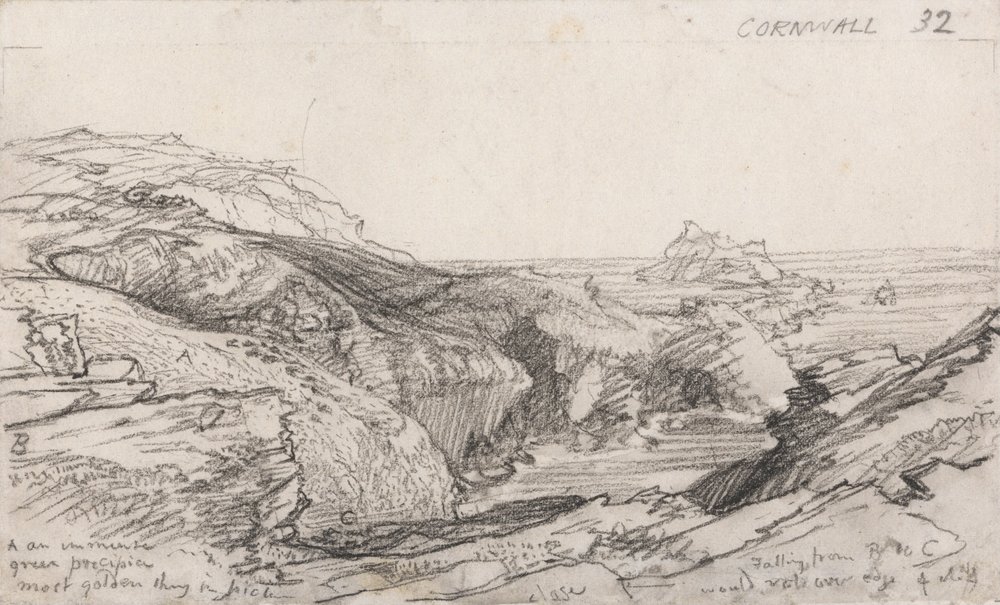 Una página de un cuaderno de bocetos de Cornualles- Cornualles 32 de Samuel Palmer