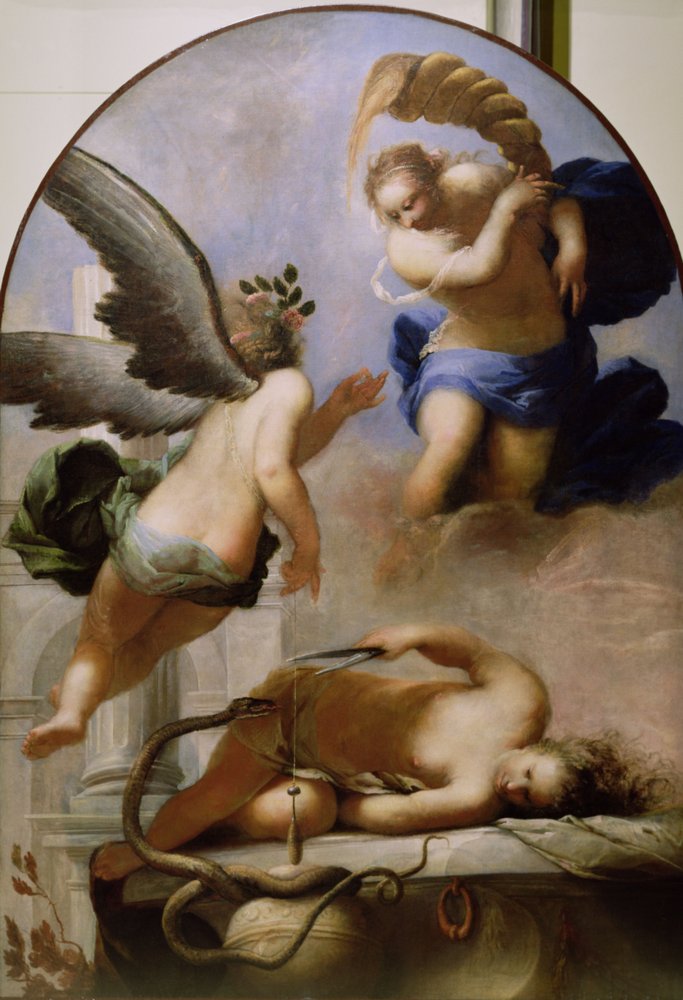 Las tres parcas, c.1670 de Sebastiano Mazzoni