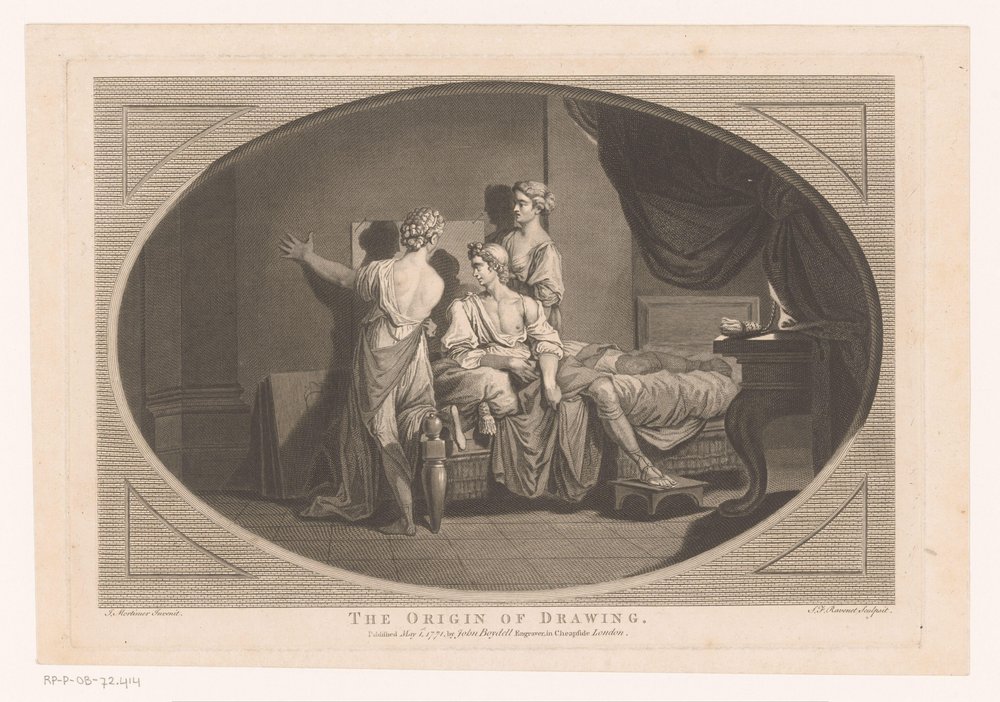 Invención del arte del dibujo. El origen del dibujo (título sobre objeto) de Simon François Ravenet (le vieux)