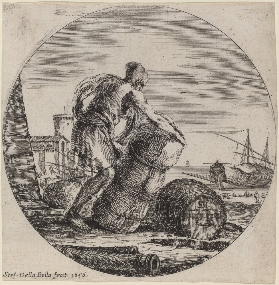 Esclavo de Galera Transportando la Carga del Barco de Stefano della Bella