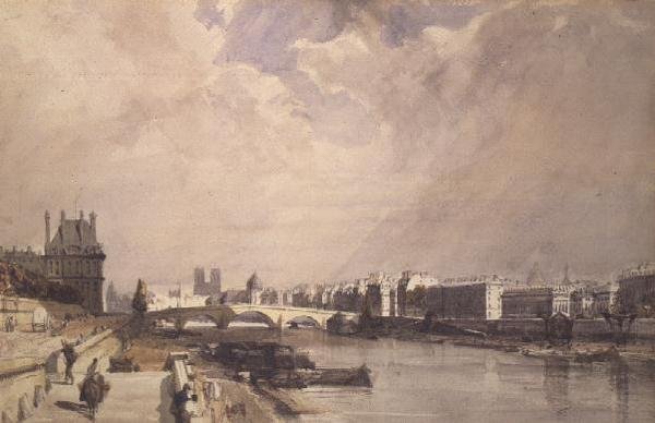 Vista a lo largo del Sena con el Pont Royal y el Pabellón de Flore, Tuileries de Thomas Shotter Boys