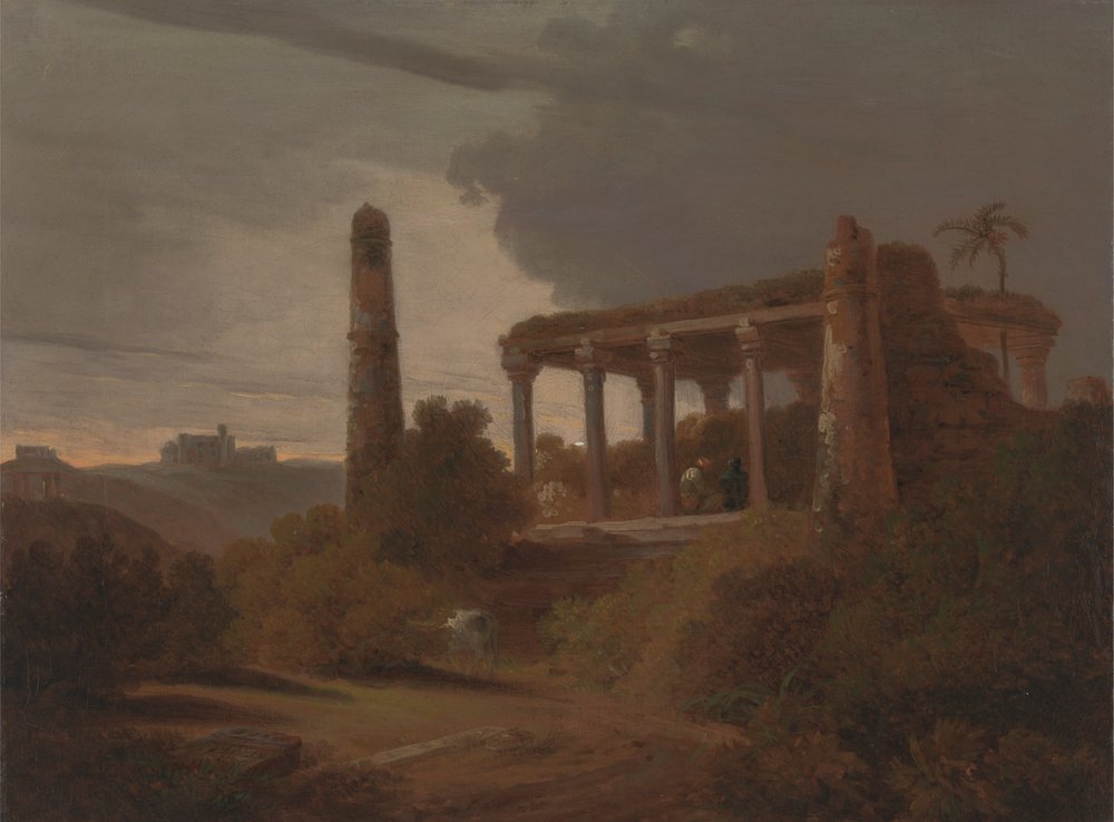 Paisaje indio con ruinas de templos de Thomas Daniell
