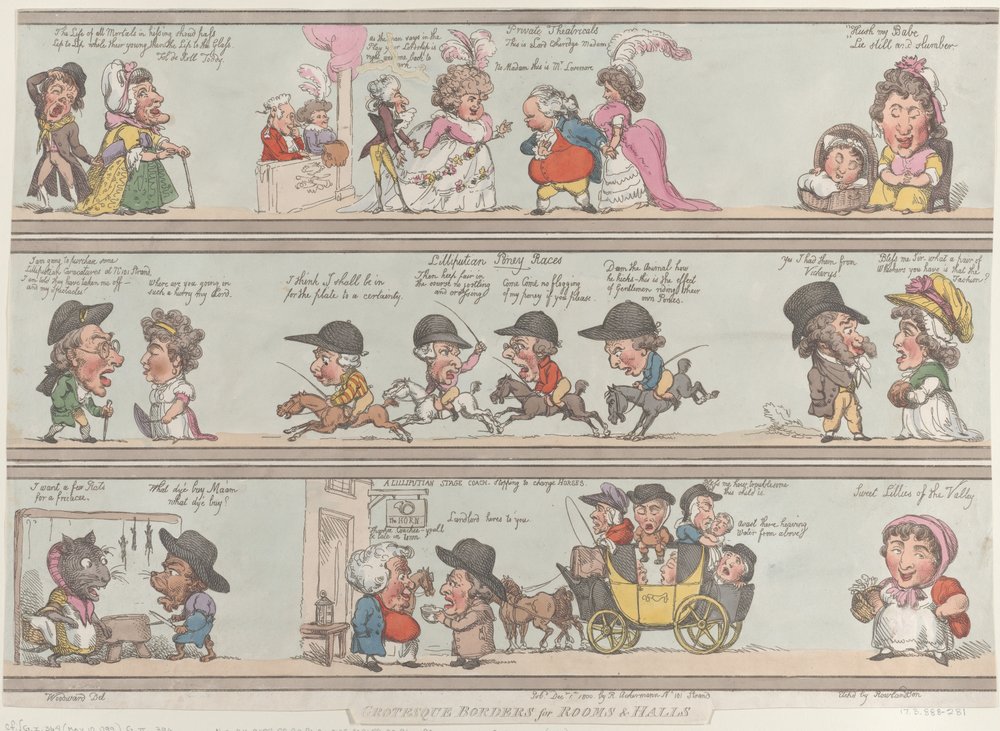 Bordes grotescos para habitaciones y salones de Thomas Rowlandson