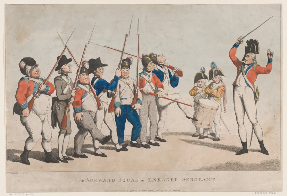 El escuadrón torpe o sargento enfurecido de Thomas Rowlandson
