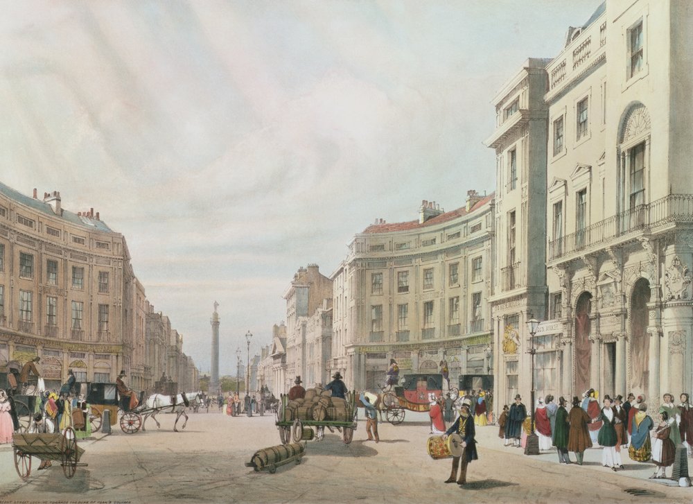 Regent Street, mirando hacia la columna del Duque de York, de 