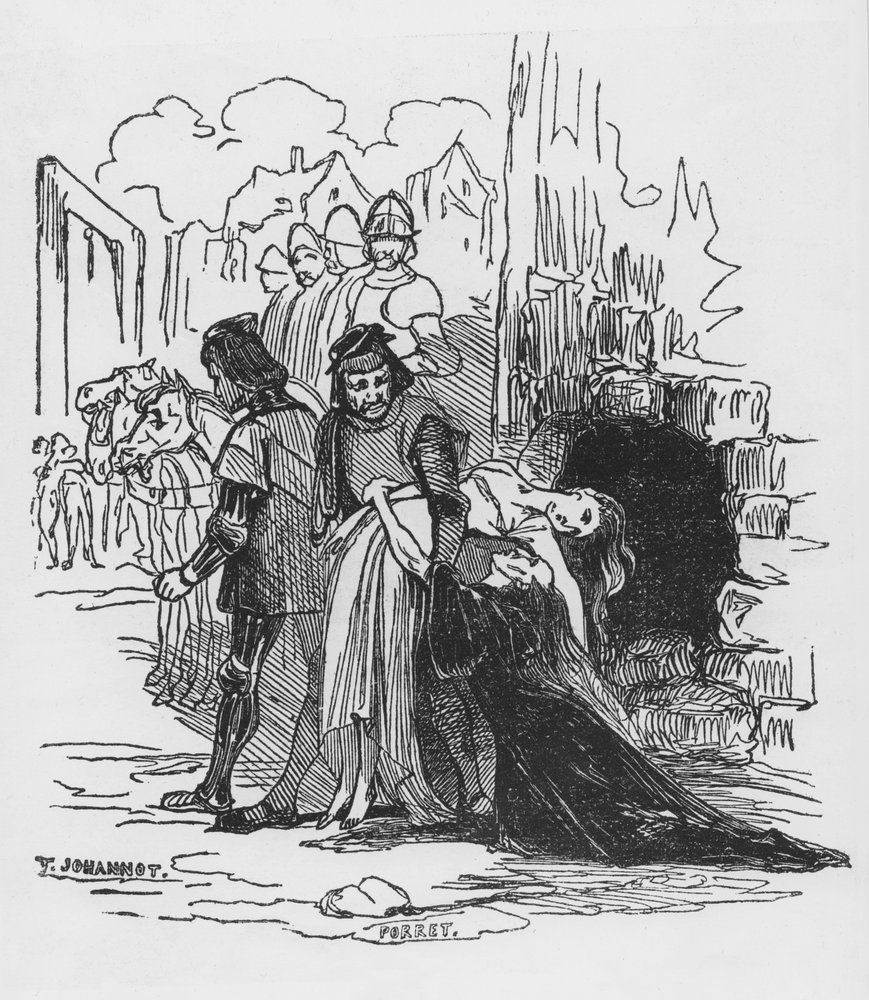 Soldados Arrastrando a una Prisionera, ilustración de 