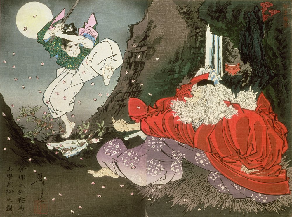 Yoshitsune y el Rey Tengu | Tsukioka Yoshitoshi