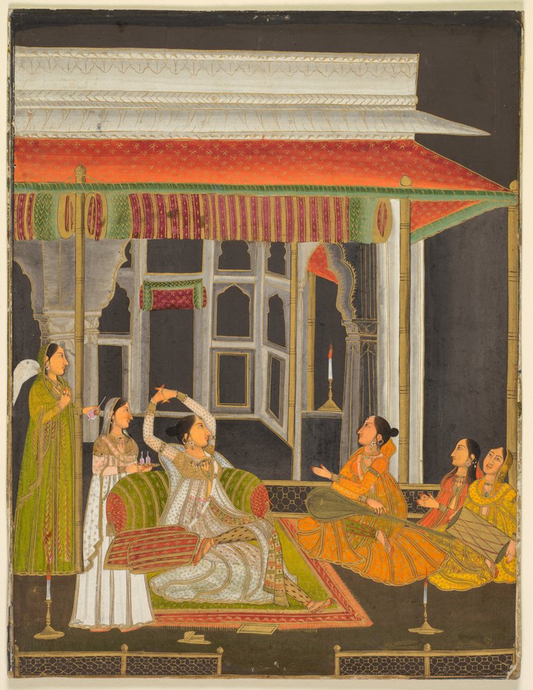 Una Princesa en una Terraza con Asistentes en la Noche, c. 1760 de Unbekannt