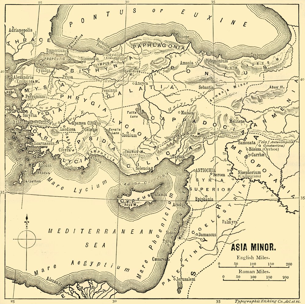 Asia Menor Mapa, 1890 Unbekannt Impresión de arte
