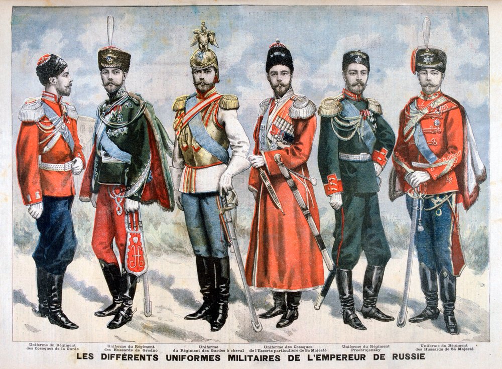 Diferentes uniformes militares rusos del Emperador de Unbekannt